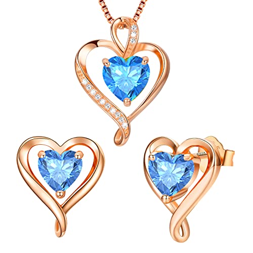 LAVUMO Schmuck set Frauen Halskette Ohrringe Kette Set Silber Rosegold Gold Geschenke für Frauen Freundin Mama Beste Freundin Mutter zum Geburtstag Valentinstag Weihnachten Damen Schmuck Geschenk von LAVUMO