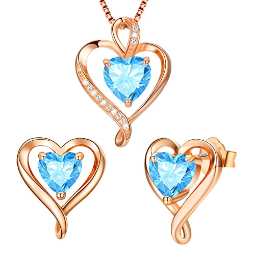 LAVUMO Schmuck set Frauen Halskette Ohrringe Kette Set Silber Rosegold Gold Geschenke für Frauen Freundin Mama Beste Freundin Mutter zum Geburtstag Valentinstag Weihnachten Damen Schmuck Geschenk von LAVUMO