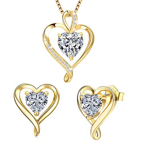 LAVUMO Schmuck set Frauen Halskette Ohrringe Kette Set Silber Rosegold Gold Geschenke für Frauen Freundin Mama Beste Freundin Mutter zum Geburtstag Valentinstag Weihnachten Damen Schmuck Geschenk von LAVUMO