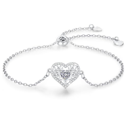 LAVUMO Tree Armband Damen (Silber-04-April) von LAVUMO