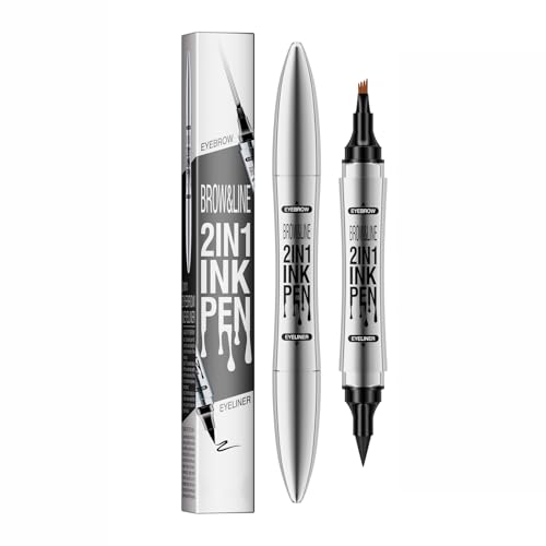 LAXISCREED Microblading Augenbrauenstift – Augenbrauenstift Wasserfest & Wischfest, 2-in-1 Stift mit Eyeliner für Natürlich Definierte 3D Augenbrauen, Langanhaltend (Hellbraun) von LAXISCREED