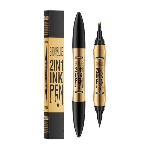 LAXISCREED Microblading Augenbrauenstift – Augenbrauenstift Wasserfest & Wischfest, 2-in-1 Stift mit Eyeliner für Natürlich Definierte 3D Augenbrauen, Langanhaltend (Dunkelbraun) von LAXISCREED