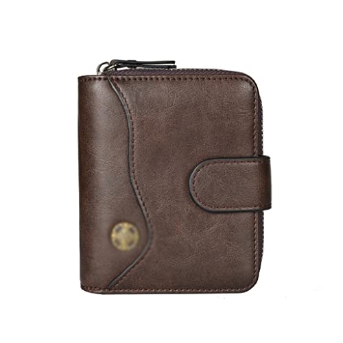 Echtes Leder Geldbörsen, Leder Herren Geldbörse, Vintage Leder Herren Geldbörse Multifunktionale Kurze Herren Geldbörse Reißverschlussschnalle Geldbörse Multi-Card Pocket Clutch (Color : B, Size : A von LAXTO