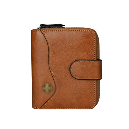 Echtes Leder Geldbörsen, Leder Herren Geldbörse, Vintage Leder Herren Geldbörse Multifunktionale Kurze Herren Geldbörse Reißverschlussschnalle Geldbörse Multi-Card Pocket Clutch (Color : C, Size : A von LAXTO