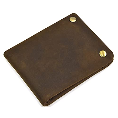 Echtes Leder Geldbörsen, Leder Herren Geldbörse, Vintage Reißverschluss Leder Kurze Geldbörse Herren Tri-Fold Wallet Leder Multi-Kartenhalter Bargeld Geldbörse Herren Geldbörse (Color : A, Size : As T von LAXTO