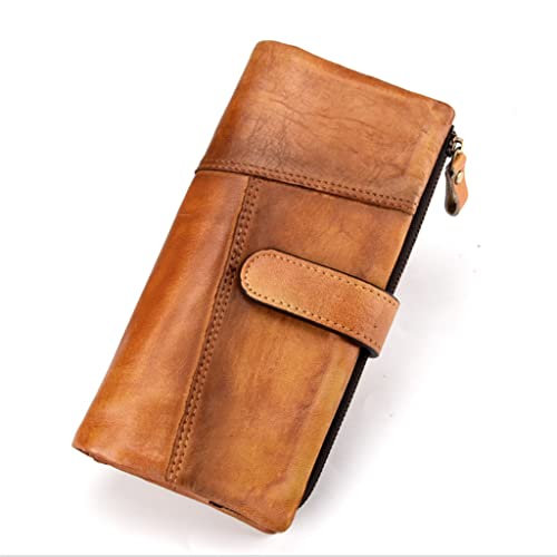 Echtes Leder Geldbörsen,Leder Herren Geldbörse,Vintage Gewachstes Leder Lange Geldbörse Koffer Bifold Lange Geldbörse Herren Geldbörsen (Color : B, Size : As The Picture Shows) (Color : C, Size : As von LAXTO