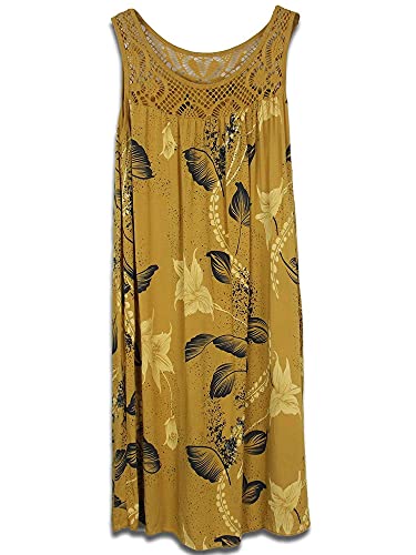 Damen Casual Ärmellos Baggy Kleider Sommer Swing Strand Weste Kleid Spitze Floral Gedruckt Midi Tank Kleid Damen Sundress, 1#, X-Large von LAYAN-B