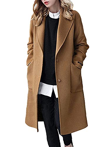 Damen Trenchcoat Mäntel Wolle Lange Outwear Winter Warm Cardigan Übermantel Solide Übergröße, braun, 48 von LAYAN-B