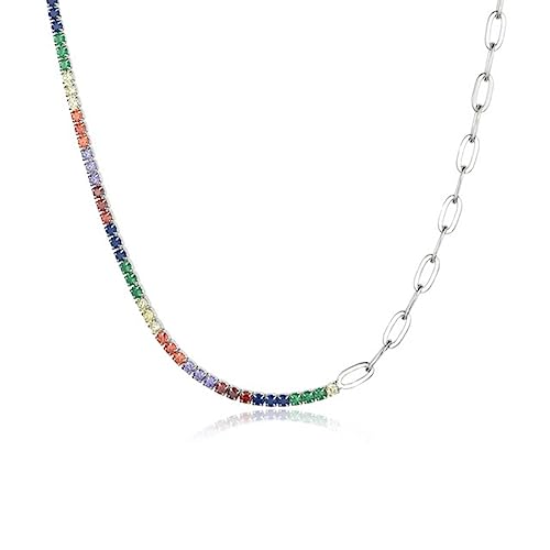 LAYCHEN 925 Sterling Silber Dick Grün 2mm Tennis Büroklammer Kette Halsband Halskette Frauen Winter Kristall Hochzeitsgeschenk von LAYCHEN