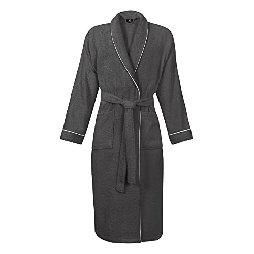 LAYNENBURG Bademantel Herren Frottee - Schalkragen - Lang - 100% Baumwolle (380g/m2) - OEKO TEX Standard 100 - Größe (S, Anthrazit) von LAYNENBURG