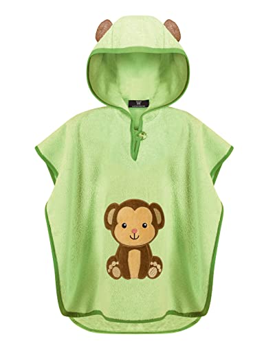 LAYNENBURG Premium Badeponcho Kinder mit Kapuze - 100% Baumwolle - Oeko TEX - Baby Jungen Mädchen Handtuch Poncho Frottee - 3-5 Jahre/AFFE von LAYNENBURG