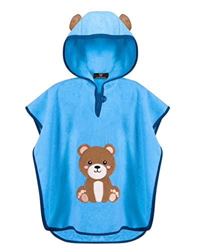 LAYNENBURG Premium Badeponcho Kinder mit Kapuze - 100% Baumwolle - Oeko TEX - Baby Jungen Mädchen Handtuch Poncho Frottee - 3-5 Jahre/Bär von LAYNENBURG