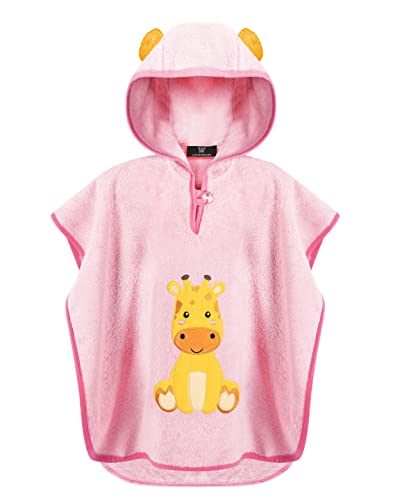 LAYNENBURG Premium Badeponcho Kinder mit Kapuze - 100% Baumwolle - OEKO TEX - Baby Jungen Mädchen Handtuch Poncho Frottee - 3-5 Jahre/Giraffe von LAYNENBURG