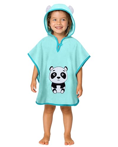 LAYNENBURG Premium Badeponcho Kinder mit Kapuze - 100% Baumwolle - OEKO TEX - Baby Jungen Mädchen Handtuch Poncho Frottee - 3-5 Jahre/Panda von LAYNENBURG