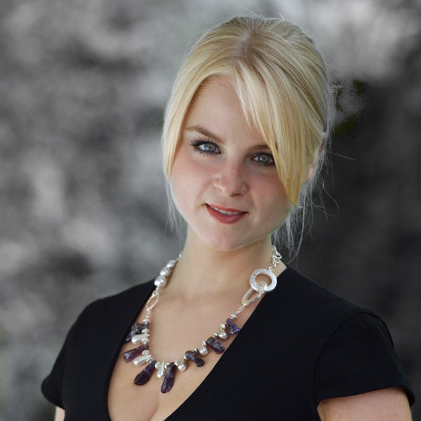 Crazy Purple Spiky" Amethyst Silber Collier von LAYSONA