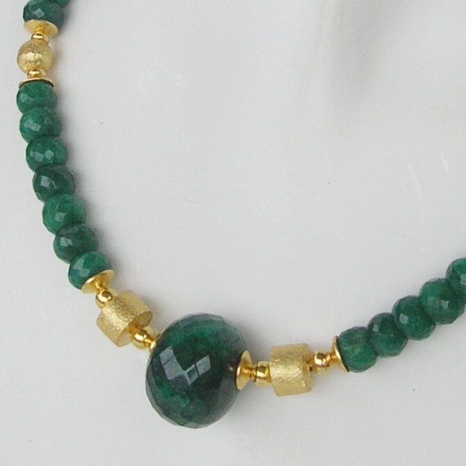 Magic Earth" Smaragd Collier Silber Vergoldet von LAYSONA