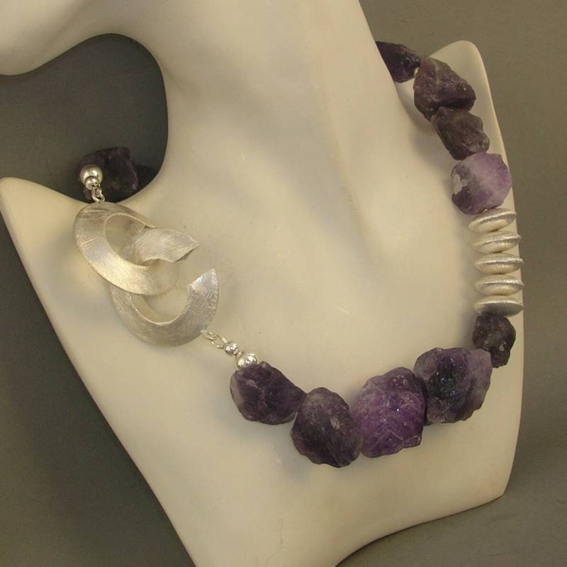 Monumental Purple Rocket" Amethyst Silber Collier von LAYSONA
