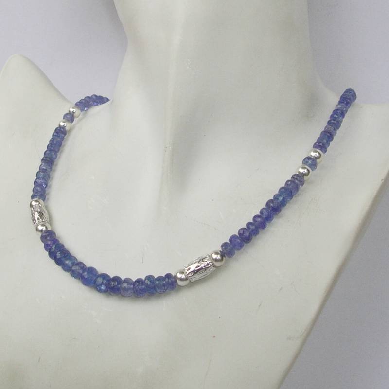 Tansanit Silber Collier "Purple Blue Clear" von LAYSONA