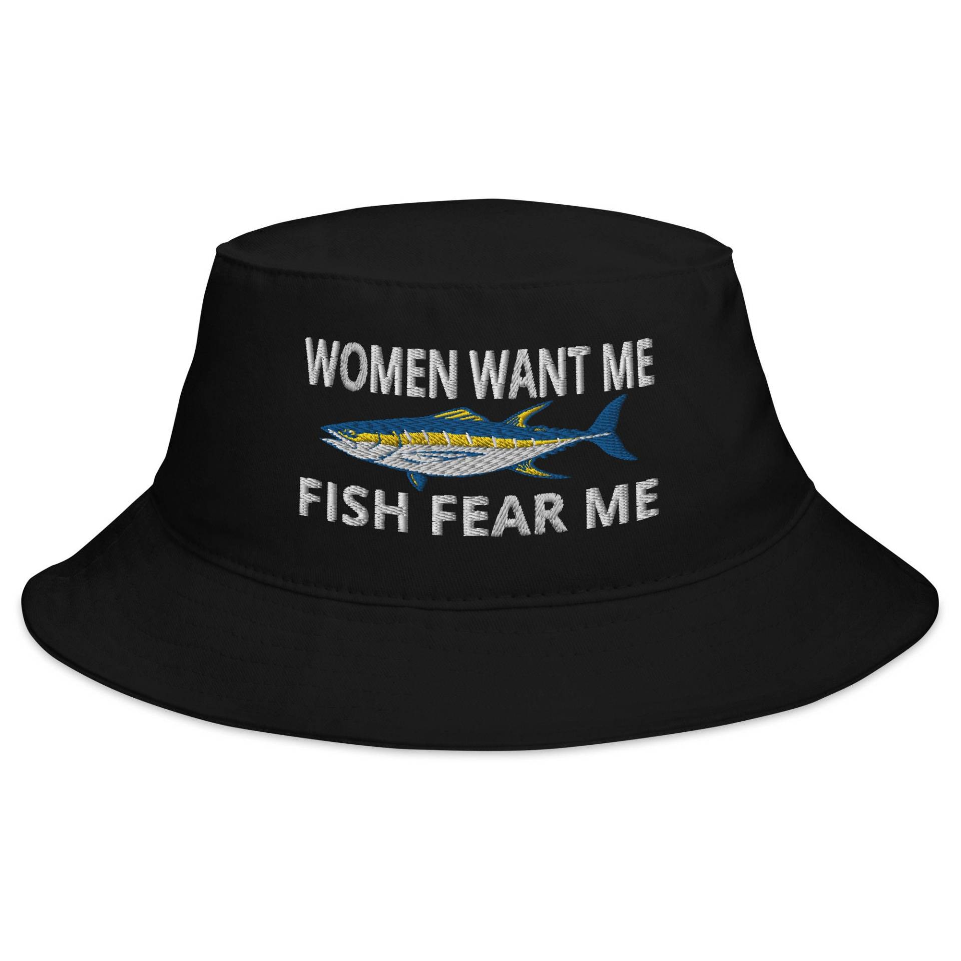 Women Want Me Fish Fear Bucket Hat | Bestickte Eimermütze, Angeln Eimer Hut von LAYTUS