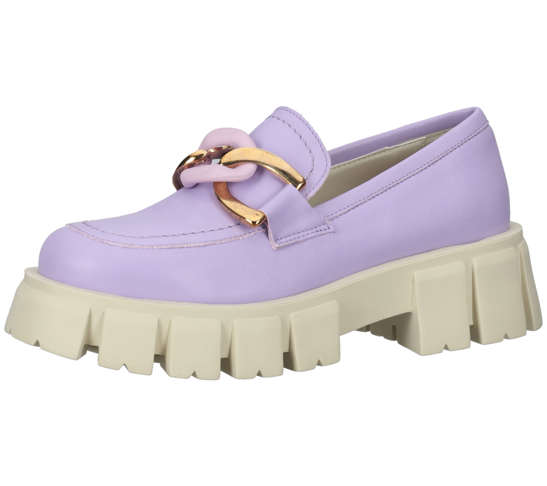 LAZAMANI Damen Echtleder Halbschuhe mit zweifarbiger Gliederkette auf Spann Plateau-Slipper 55.082 Violett LAZAMANI Damen Echtleder Halbschuhe mit zweifarbiger Gliederkette auf Spann Plateau-Slipper 55.082 Violett von LAZAMANI