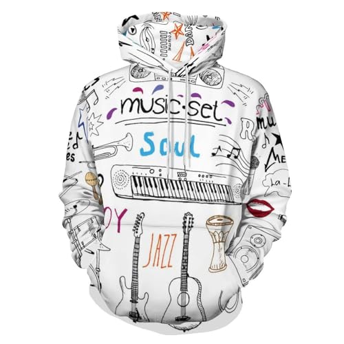 LAZAT Hoodies Für Erwachsene Musik Doodle-Muster Herren Hoody Sweatshirts Pocket Hoodie Für Damen von LAZAT
