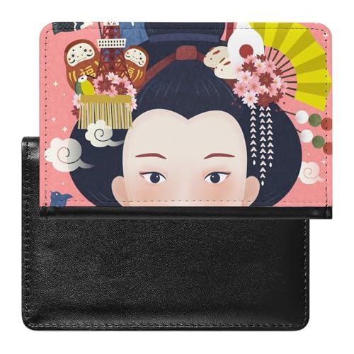 Reisepasshülle Etui Japanisches Mädchen Pu Leder Reisepasshülle Mit Kartenschlitz von LAZAT