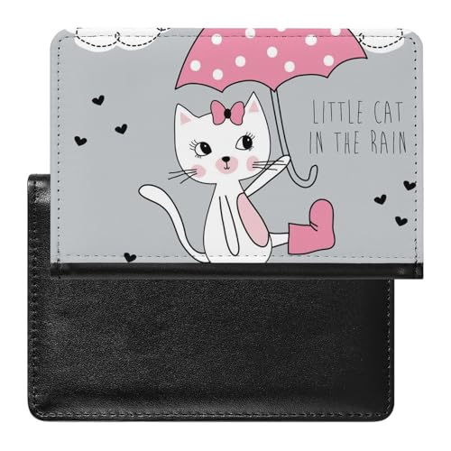 Reisepasshülle Etui Regenschirm Und Katze Pu Leder Reisepasshülle Mit Kartenschlitz von LAZAT