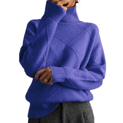 Damen Herbst Und Winter Casual Long-Sleeved Kann Eine Vielzahl Von Passenden Strickpullover Loose High Neck Pullover Solid Farbe Gestrickt Pullover Tops Sein von LAZIRO