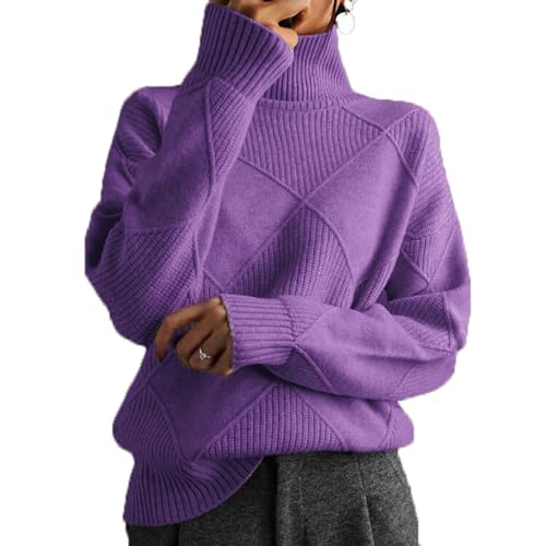 Damen Herbst Und Winter Casual Long-Sleeved Kann Eine Vielzahl Von Passenden Strickpullover Loose High Neck Pullover Solid Farbe Gestrickt Pullover Tops Sein von LAZIRO