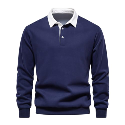 Herren Herbst Langarm Polo Kragen Einfarbig Pullover LäSsig Vielseitig Pullover Langarm Pullover von LAZIRO