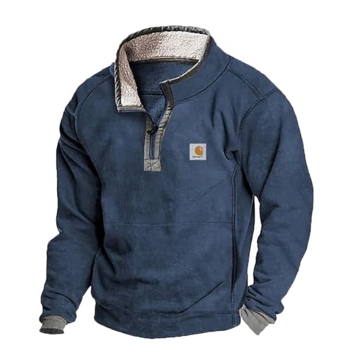 Herren Winter Bedruckt LäSsig Revers Half Zip Sweatshirt Herren Langarm Sweatshirt von LAZIRO