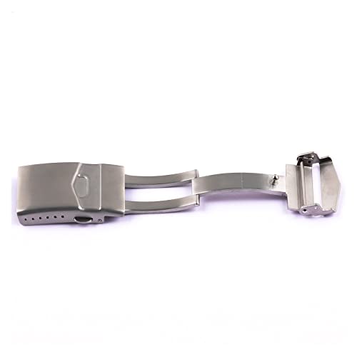 LAZIRO 18 20 22 mm Edelstahl-Faltschließe for Seiko-Uhrenarmband-Schlossband-Faltschließe, passend for Ghost-Tauchverschlüsse, 2 mm Dicke (Color : Silver-18mm) von LAZIRO