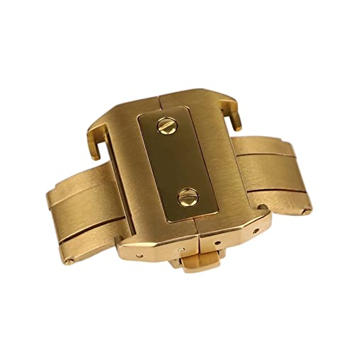 LAZIRO Butterfly Uhrenschnalle passend for Santos Series Straps 18mm 21mm, 316L Edelstahl Uhrenzubehör (Color : Gold color 18mm) von LAZIRO