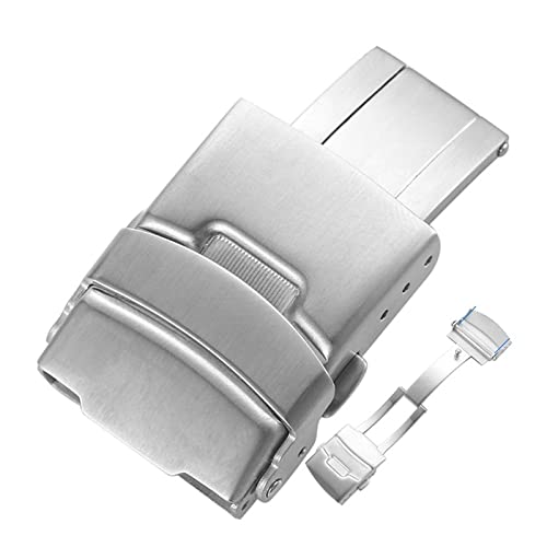 LAZIRO Edelstahl Uhrenarmband Schnalle Tauchstil 16mm 18mm 20mm 22mm 24mm 26mm Faltschließe Passend for Seiko Passend for Citizen Uhrenschnalle (Color : Silver, Size : 16mm) von LAZIRO