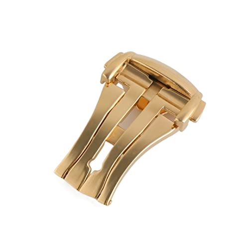 LAZIRO Edelstahlarmband Faltschließe passend for OMG Faltschließe Uhrenzubehör 18mm 20mm (Color : Gold 20mm) von LAZIRO