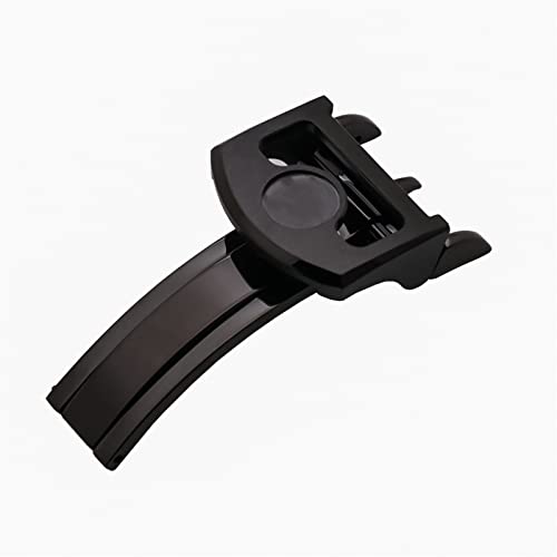 LAZIRO Faltschließe Aus Edelstahl Mit Faltschließe, Passend For IWC-Segeltuchleder, Echtes Aligator-Uhrenzubehör, Teil 18 Mm (Color : Black round buckle) von LAZIRO
