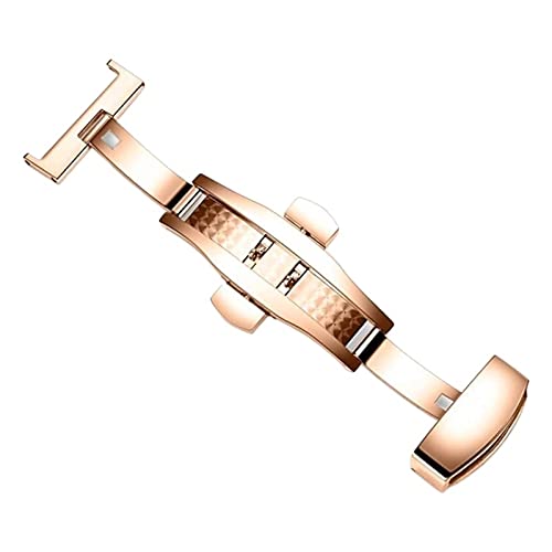 LAZIRO Faltschließe Double Push Automatic Schmetterlingsschnalle Druckknopf Faltschließe 18mm 20mm 22mm 24mm (Color : 20mm rose gold) von LAZIRO