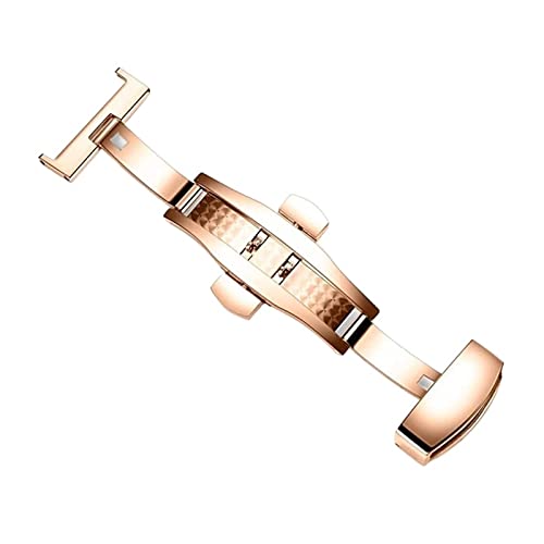 LAZIRO Faltschließe Double Push Automatic Schmetterlingsschnalle Druckknopf Faltschließe 18mm 20mm 22mm 24mm (Color : 20mm rose gold) von LAZIRO