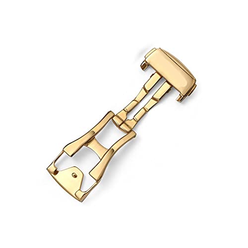 LAZIRO Faltschließe aus Edelstahl, passend for Omega-Leder/Gummi-Uhrenarmband, Zubehör, 16 mm, 18 mm, 20 mm, Faltschließe, Roségold, Silber (Color : Gold nologo-18mm) von LAZIRO