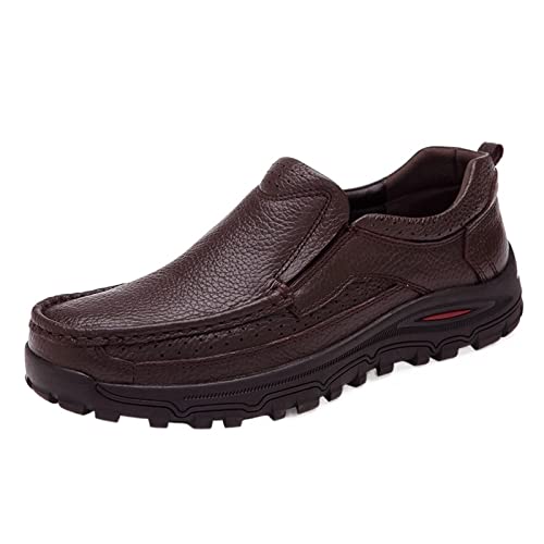 LAZIRO Herren Lederschuhe Lässige Füße Große Herrenschuhe Mit Dicken Sohlen Und Weichen Sohlen Vater Mittleren Alters Und Ältere Lederschuhe Männer (Color : Brown, Size : 38 EU) von LAZIRO