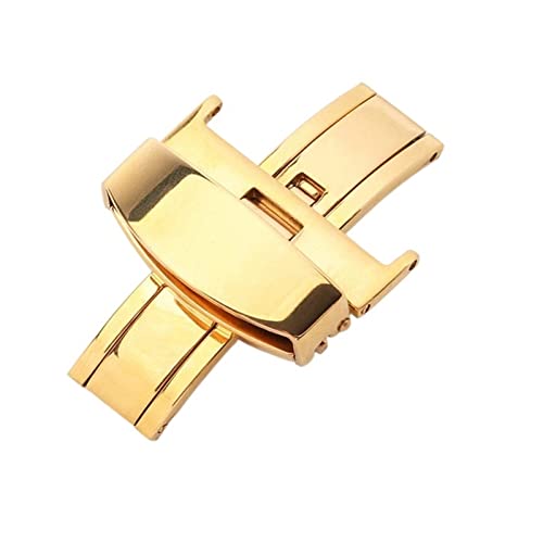 LAZIRO Passend for Tissot Passend for Armani 316L Metall Edelstahl Double Press Schmetterlingsschnalle 14 16 18 20 22 24mm Hochwertige Universaluhrschnalle (Color : 24mm Gold) von LAZIRO
