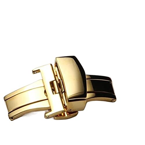 LAZIRO Schmetterlingsverschluss aus Edelstahl for Uhr Uhrenarmband Ersatzbandverschluss 22 mm Uhrenarmband Gürtel Schmetterlingsverschluss (Color : Gold) von LAZIRO