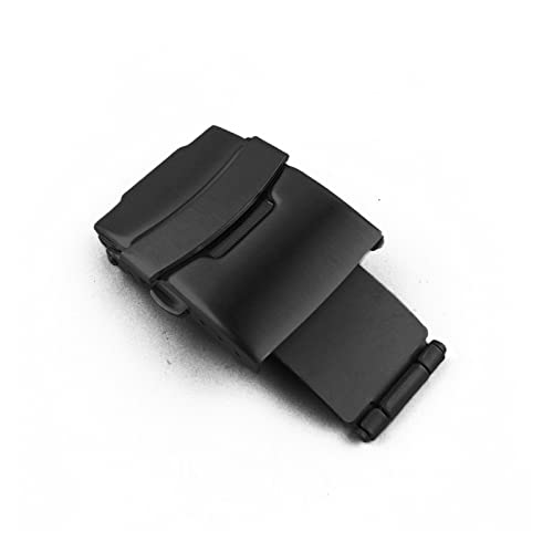 LAZIRO Schnalle for Seiko-Edelstahl-Uhrenschnallen Druckknopf-Faltfaltschließe Faltknopf-Riemenschloss 16/18/20/22/24/26 mm (Color : Black-24mm) von LAZIRO