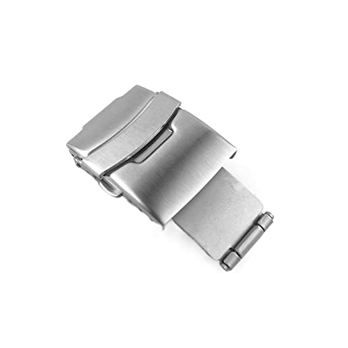 LAZIRO Schnalle for Seiko-Edelstahl-Uhrenschnallen Druckknopf-Faltfaltschließe Faltknopf-Riemenschloss 16/18/20/22/24/26 mm (Color : Silver-16mm) von LAZIRO