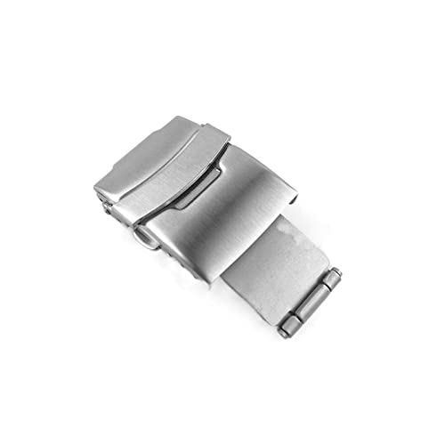 LAZIRO Schnalle for Seiko-Edelstahl-Uhrenschnallen Druckknopf-Faltfaltschließe Faltknopf-Riemenschloss 16/18/20/22/24/26 mm (Color : Silver-20mm) von LAZIRO