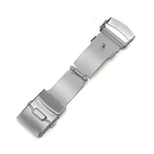 LAZIRO Schnalle for Seiko-Edelstahl-Uhrenschnallen Druckknopf-Faltfaltschließe Faltknopf-Riemenschloss 16/18/20/22/24/26 mm (Color : Silver-withlogo-22mm) von LAZIRO