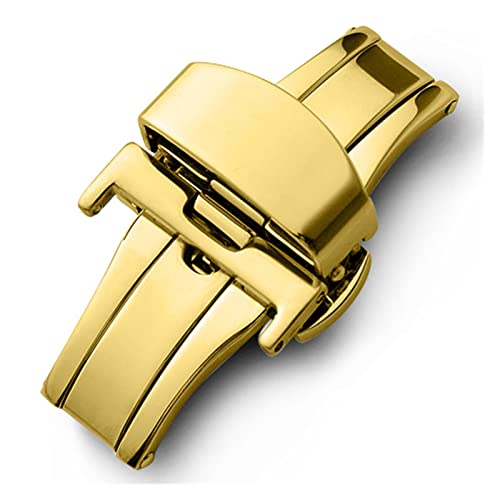 LAZIRO Vollautomatisches mechanisches Uhrenarmband Schmetterlingsschlaufe Edelstahlarmbandschnalle (Color : Gold) von LAZIRO