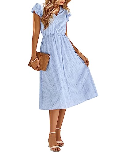 Sommer Casual Women's Solid Colour V-Ausschnitt Taille Frische SüßE Bequeme Freizeitkleider Frauen von LAZIRO