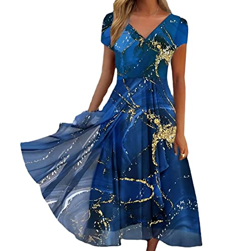 Sommer Damen Kleid Casual Fashion Bedrucktes Patchwork Damen V-Ausschnitt GroßEr Saum Kleid Sommer Damen Kleid Casual Fashion Bedrucktes Patchwork Damen V-Ausschnitt GroßEr Saum Kleid von LAZIRO