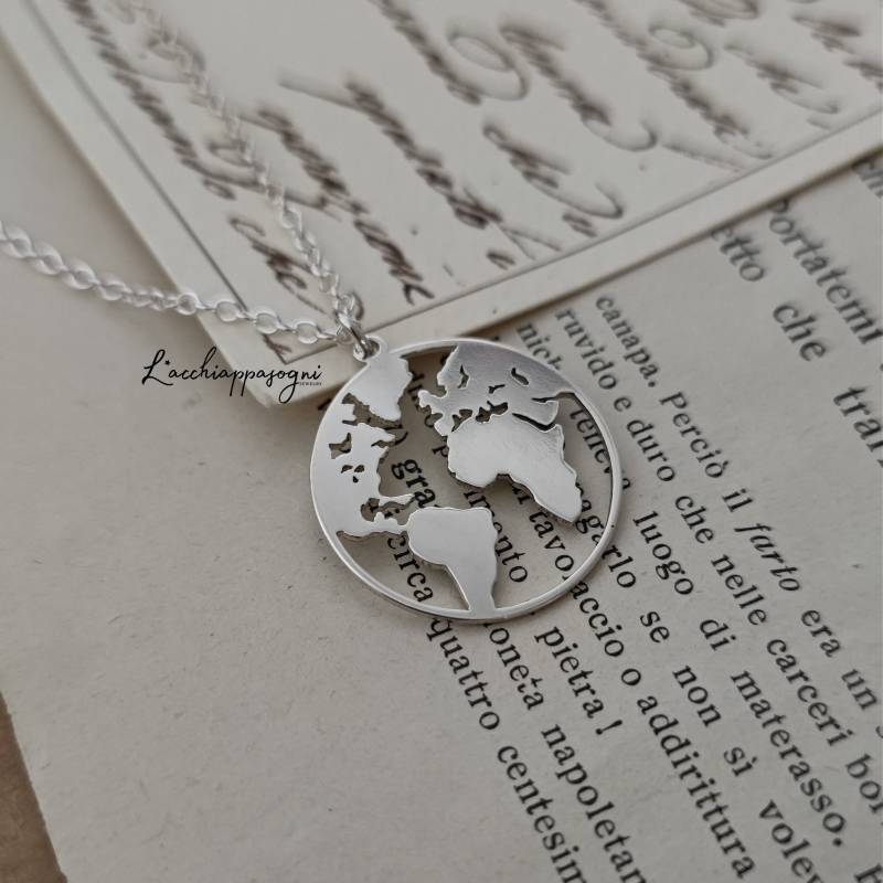 Weltkarte Globus Kette 925 Silber Weltkarte Globus Kette 925 Silber von LAcchiappasogni